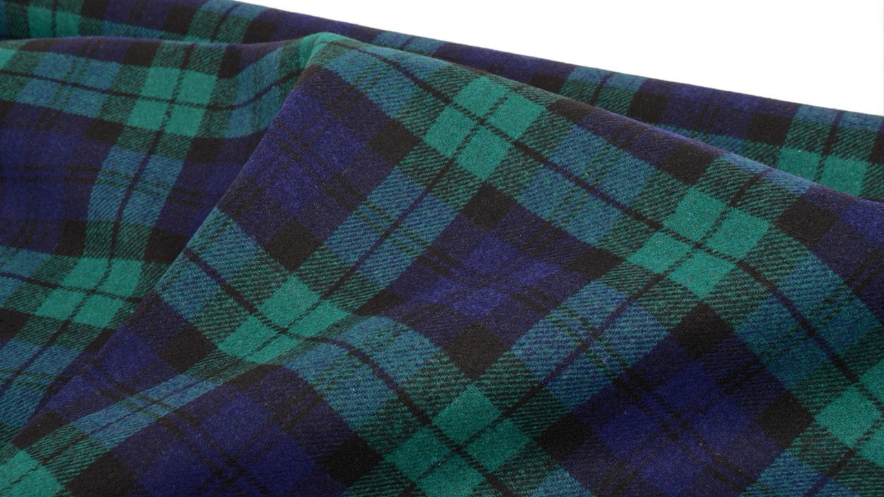 Tartan fabric green/blue (Black Watch), Historic Fabrics, 2025, Porsche AG