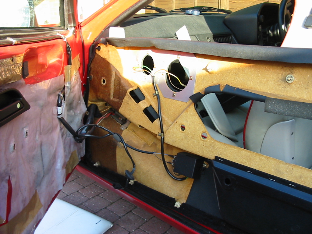 Porsche 928 Door panel removed exposing original crossovers