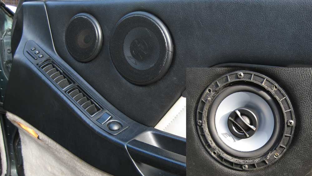 Porsche 928 radio upgradcannibalising old speakers