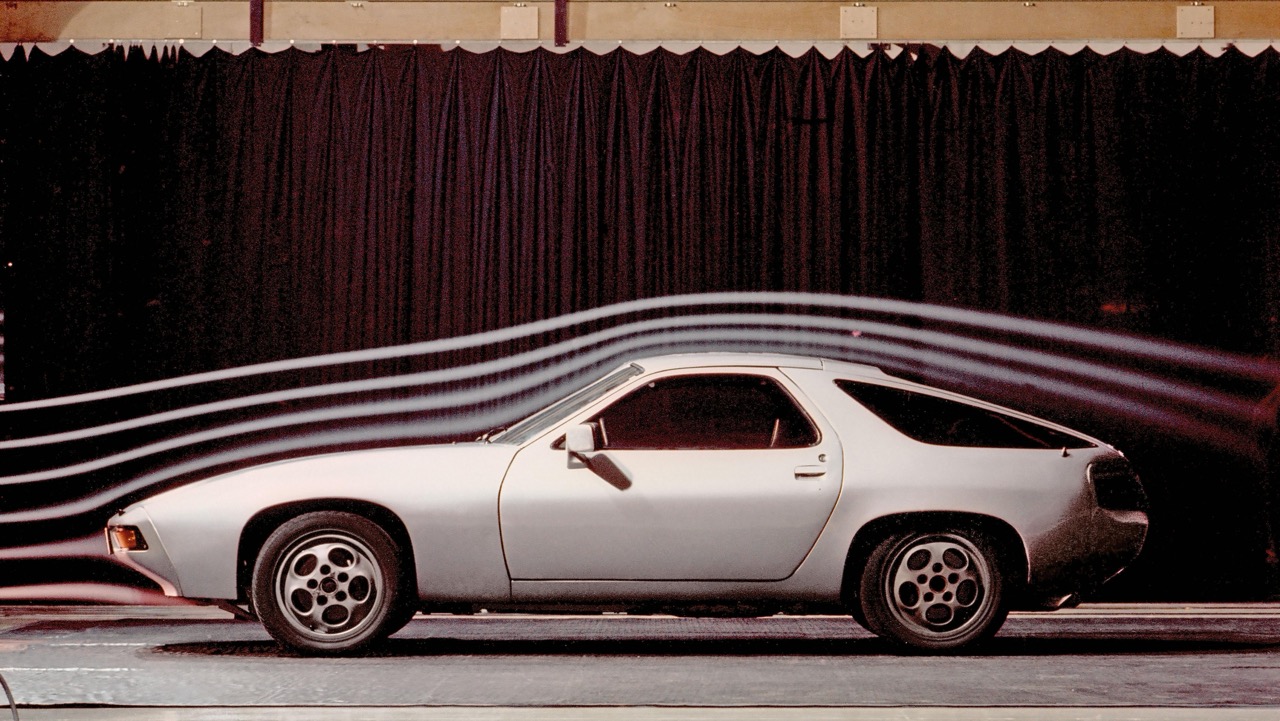 928 Prototype, wind tunnel, ca. 1977, Porsche AG © 2026 Dr. Ing. h.c. F. Porsche AG